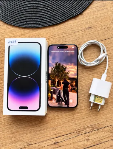 iPhone 14 Pro Max 256GB Roxo - Caixa + Carregador Original