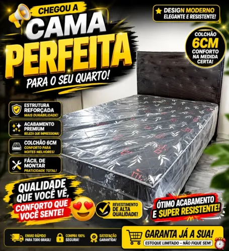 Cama box casal 6cm d33 confortávell