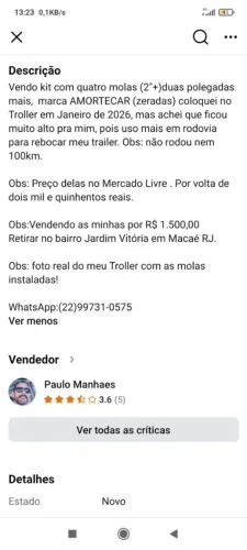 Molas 2" mais para Troller 