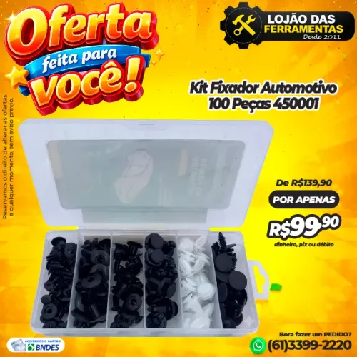 Kit Fixador Automotivo 100 Peças 450001