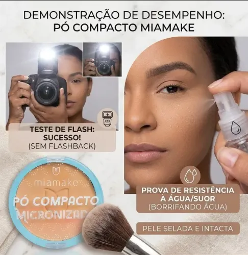 Pó Compacto Micronizado Mia Make Cor 05 Efeito Blur Matte Resiste Ao Suor