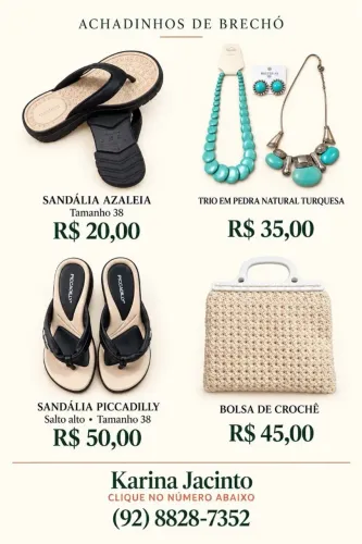 Sandália, Bolsa em crochê, Colar Turquesa