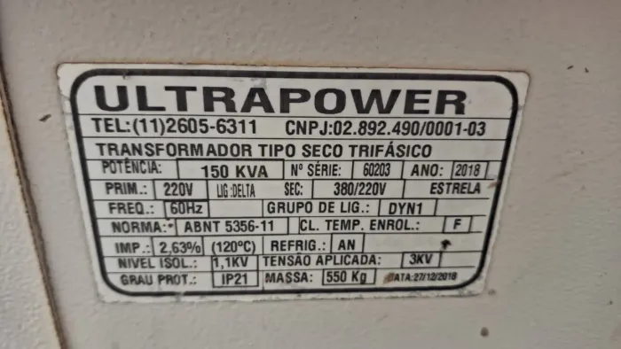 Transformador trifásico a Seco 150KVA Ultrapower