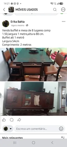 Moveis antigos em bom estado buffet e mesa com cadeiras