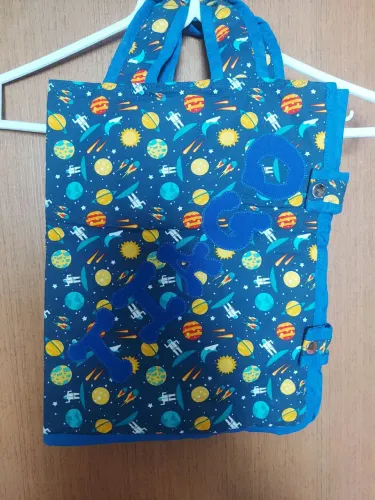 Bolsa Organizadora Infantil Espaço (Nome Tiago) - 32x25 cm