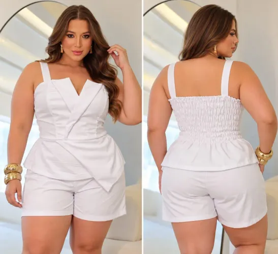 Conjunto short em alfaiataria veste 46/48