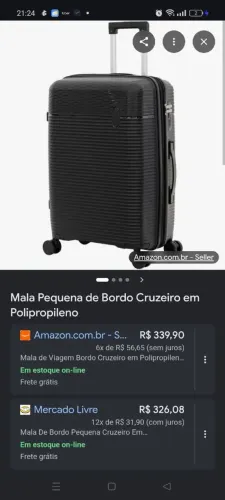 Mala de bordo Cruzeiro poliacetileno preta semi nova