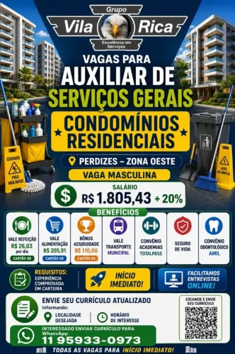 AUXILIAR DE LIMPEZA PREDIAL MASCULINO SACOMA IPIRANGA