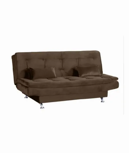 Sofá-cama Matrix Leone em Tecido Veludo Plush 180cm de Largura - Café