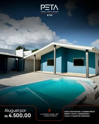 Casa com 03 dormitórios e piscina no Jardim Floresta