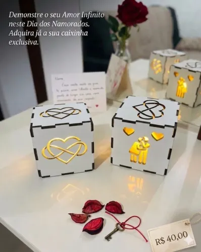 Caixinhas Iluminadas dia dos namorados 