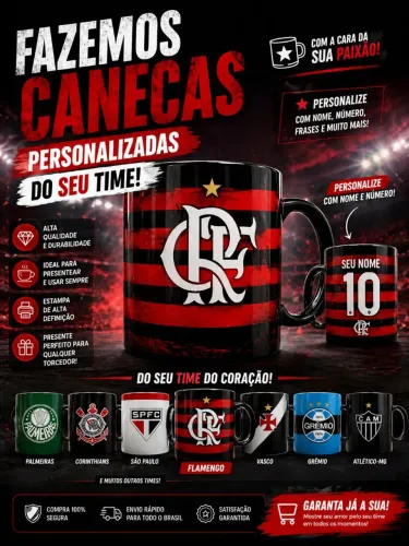 Caneca personalizada com o seu time 
