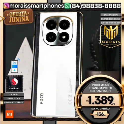 Poco M8 5G - Titanium - 256GB | 8GB RAM - LACRADO NOVO| ENTREGA IMEDIATA |