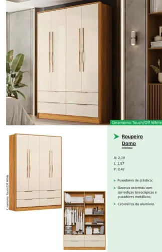 Guarda Roupa 4 portas 4 gavetas - Promoção