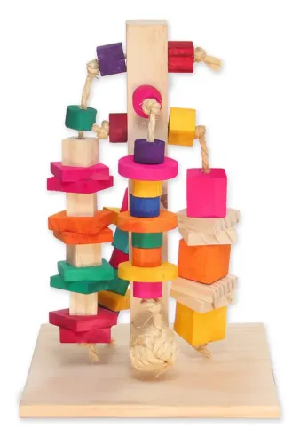 Brinquedo Totem Em Pínus E Sisal Para Mini Coelhos e roedores