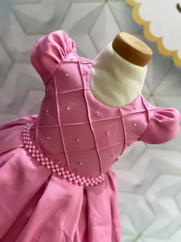 Vestido rosa luxo infantil