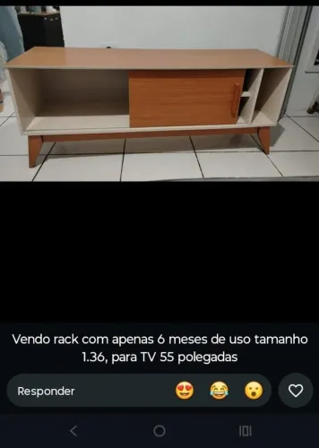 Rak de tv bem conservado 1,35 largura para tv 55