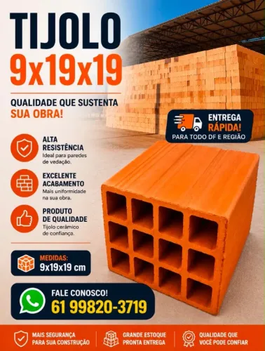 Tijolo tijolos Vianópolis 9x19x19