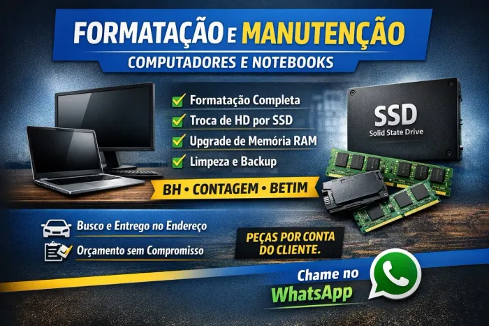 FORMATAÇÃO DE COMPUTADORES E NOTEBOOKS | TROCA DE SSD  E MEMÓRIA