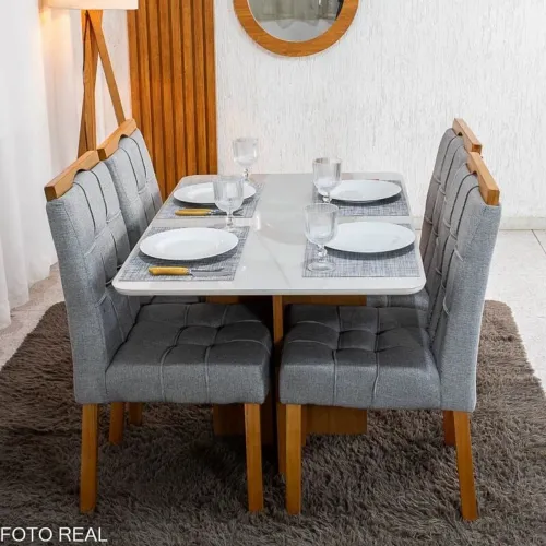 Mesa de jantar com tampo de vidro