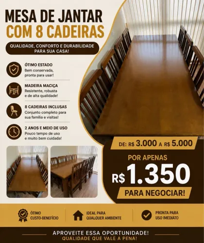 Mesa de jantar 8 lugares