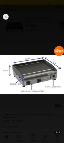 Chapa profissional 2 queimadores