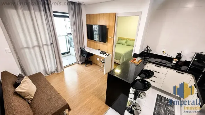 Apartamento Mobiliado 33 m² 1 suíte Edifício Vision Colinas Jardim Esplanada SJC SP Vaga C