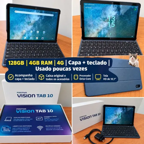 Tablet Positivo Vision Tab 10 128GB + 4GB RAM com Capa e Teclado - excelente estado
