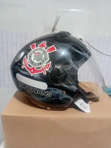 Capacete Moto Aberto Clube Corinthians Pro Tork Tamanho 60