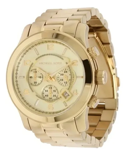 RELÓGIO MICHAEL KORS RUNWAY MK8077 ORIGINAL DOURADO 45MM FUNCIONANDO