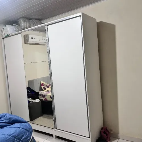 Guarda-roupa casal Madesa Royale branco com espelho