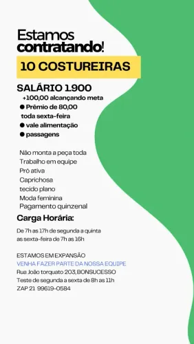 Contrata Costureira 