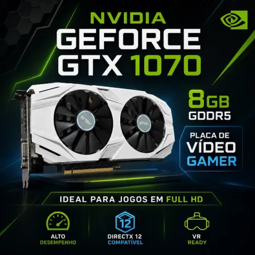 Placa de Vídeo ASUS Nvidia GTX 1070 8GB