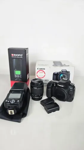 Camera Canon 80D+lente do kit 18-55