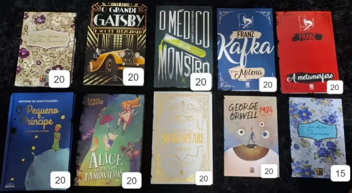 Livros de ficção - O pequeno principe, O grande Gatsby, Franz Kafka, George Orwell