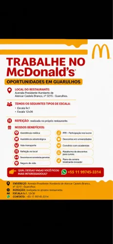 Vaga para Atendente de restaurante