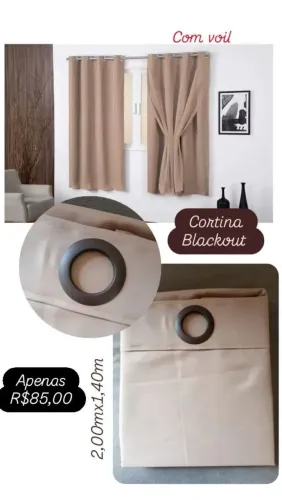 Cortina de Janela Black-out com Voil