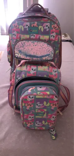 Mochila Escolar Lancheira e Estojo Puket