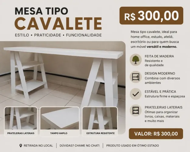 Mesa Tipo Cavalete - Usado 