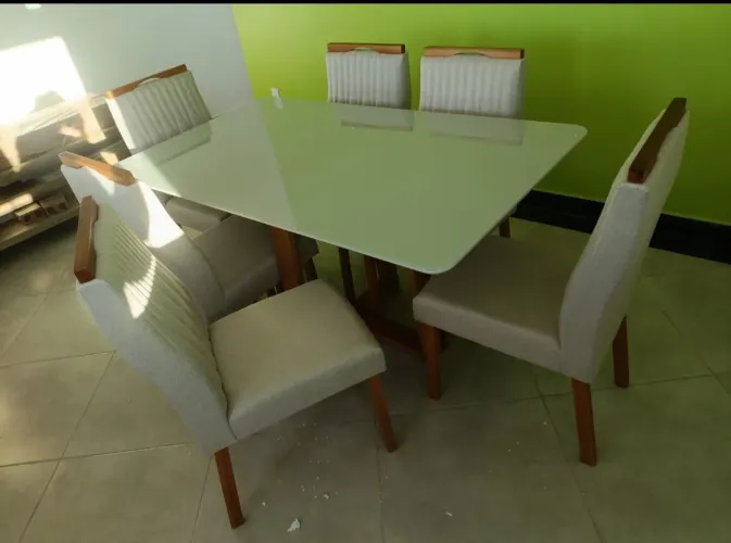 Mesa de jantar colibri 160x80 com 6 cadeiras madeira maciça