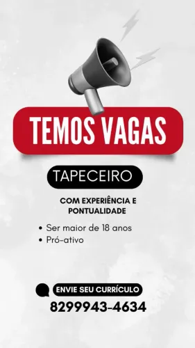 Vaga para tapeceiro estofador Profissional 