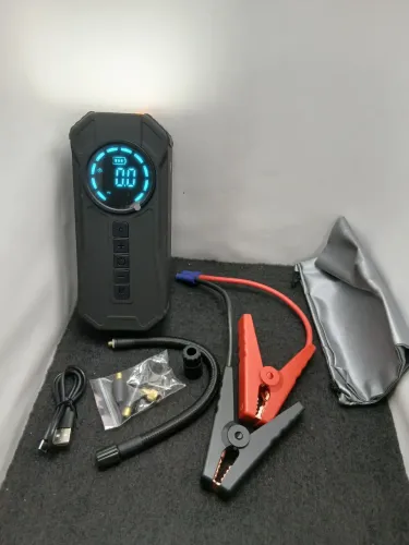 COMPRESSOR DE AR PORTÁTIL + AUXILIAR DE PARTIDA AUTOMOTIVO. * NOVO *