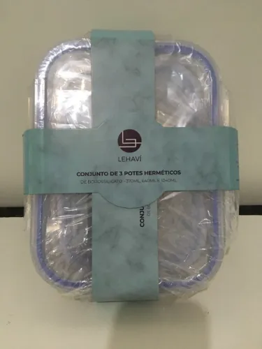Conjunto 3 Potes Hermético Vidro 370ml 640ml 1040ml - LACRADO