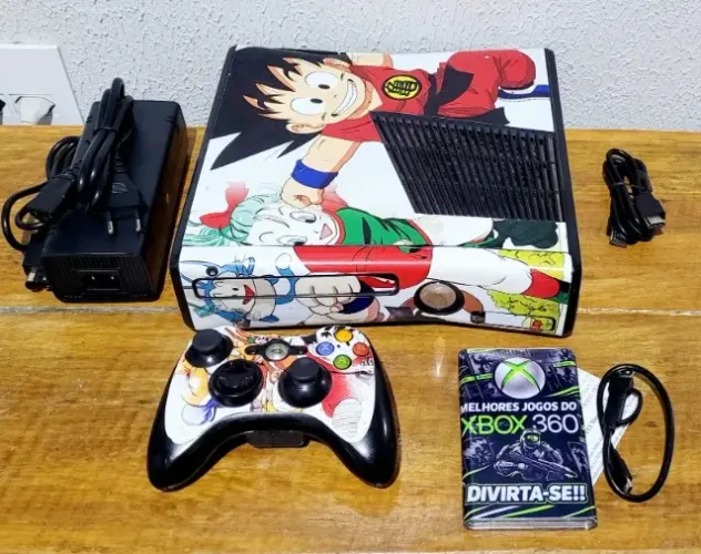 Xbox 360 Slim Completo Personalizado Dragon Ball Z + HD Lotado de Jogos Entrego Londrina
