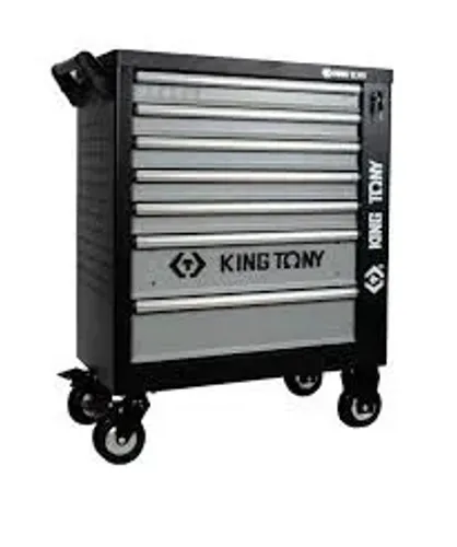 CARRINHO 7 GAVETAS E PORTA LATERAL (CINZA E PRETO) - KING TONY