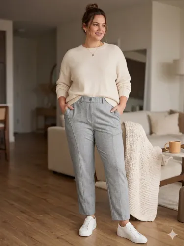 Calça feminina tam G cinza mescla NOVA Rubinella
