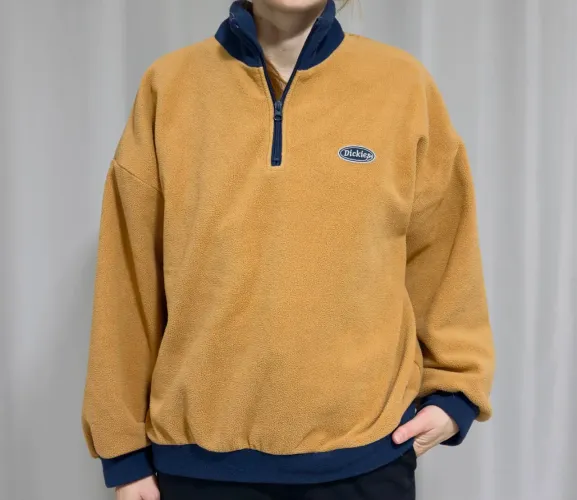 Blusão marrom/caramelo com azul marinho Dickies tamanho M (unissex), plush/fleece.