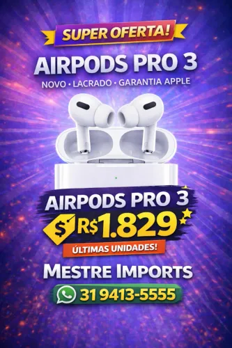 AirPods PRO3 Novo, Lacrado - OFERTA RELÂMPAGO!!!