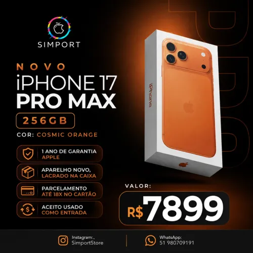 Lacrado! iPhone 17 Pro Max 256GB Cosmic Orange