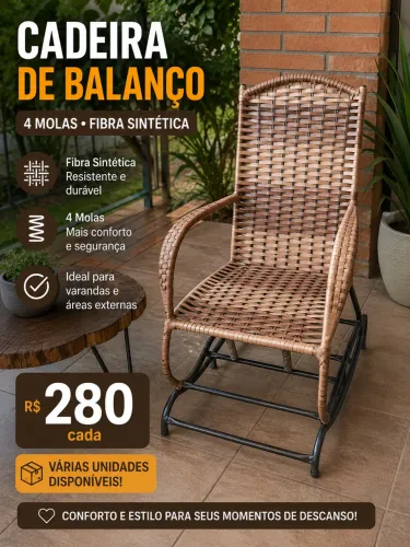 Cadeira para varanda 4 molas de balanço novas